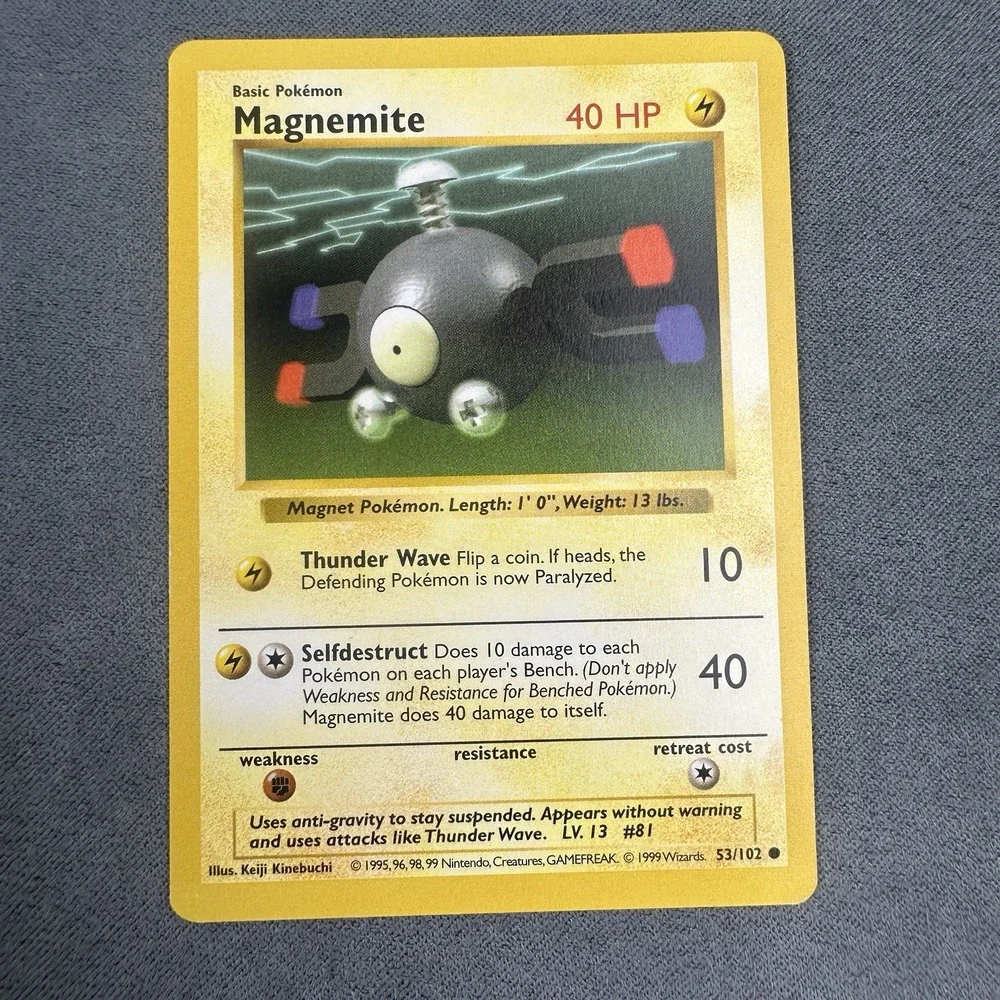 Pokemon Magnemite Base Set 53/102 Unlimited Common 1999 WOTC LP